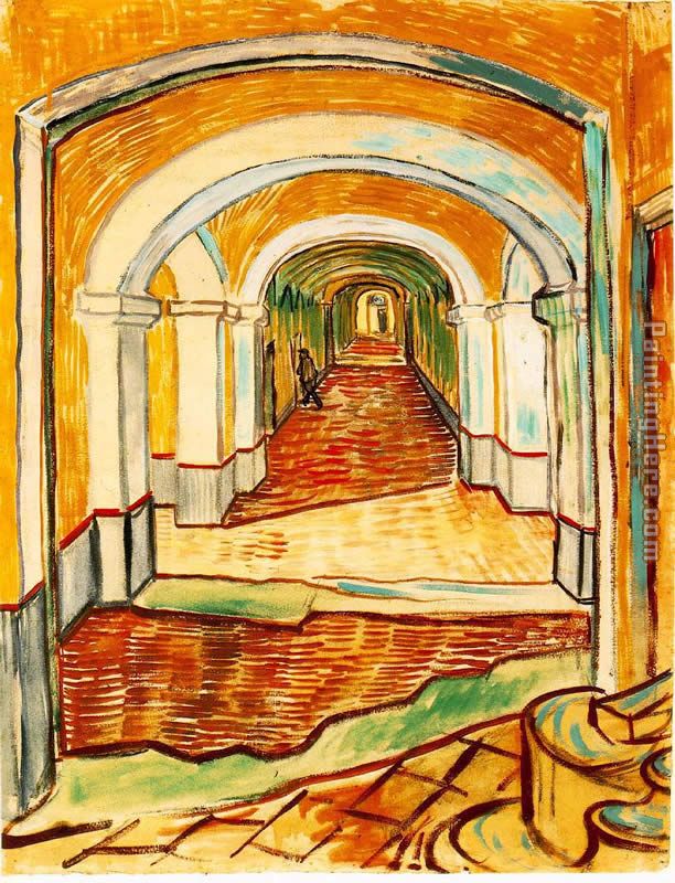 corridor asylum painting - Vincent van Gogh corridor asylum art painting